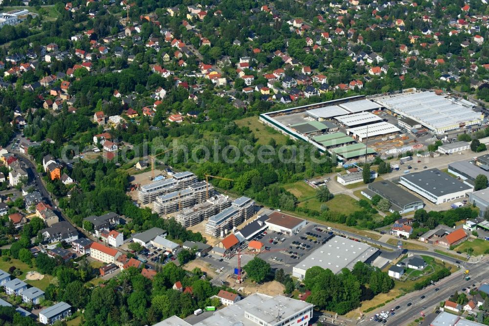 Aerial image Berlin - Construction site to build a new multi-family residential complex An der Schule destrict Mahlsdorf in Berlin