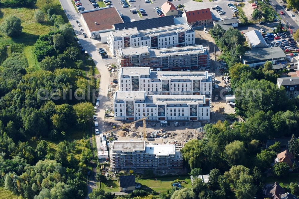 Aerial image Berlin - Construction site to build a new multi-family residential complex An der Schule destrict Mahlsdorf in Berlin