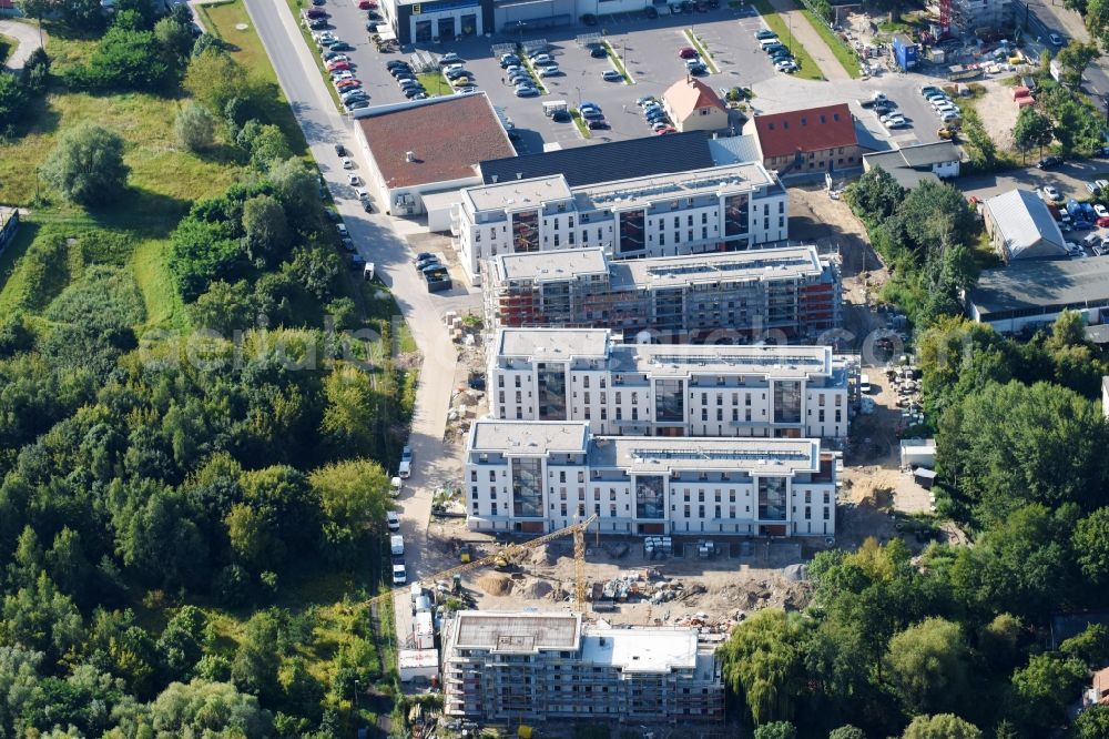 Aerial photograph Berlin - Construction site to build a new multi-family residential complex An der Schule destrict Mahlsdorf in Berlin