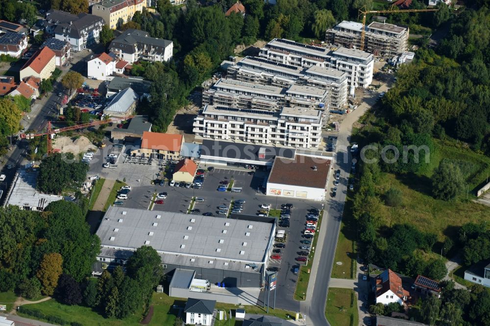 Aerial image Berlin - Construction site to build a new multi-family residential complex An der Schule destrict Mahlsdorf in Berlin