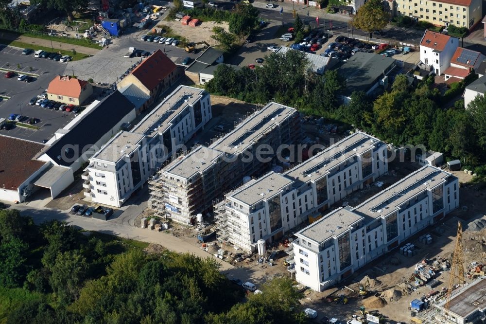 Aerial image Berlin - Construction site to build a new multi-family residential complex An der Schule destrict Mahlsdorf in Berlin