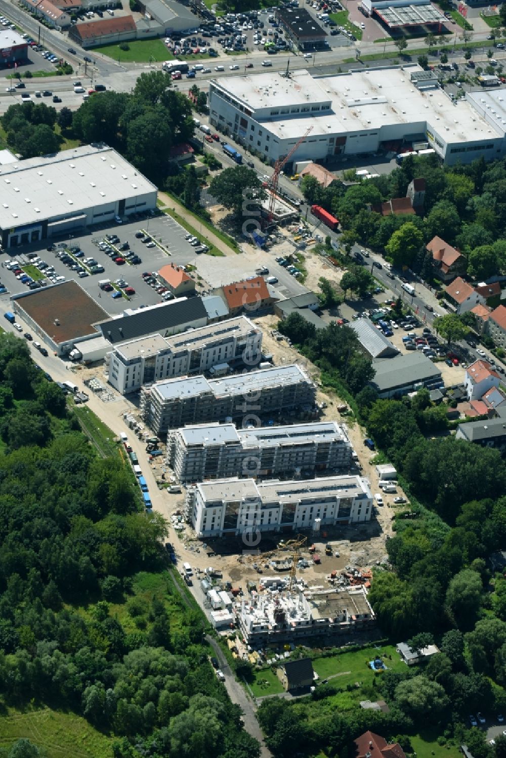 Aerial photograph Berlin - Construction site to build a new multi-family residential complex An der Schule destrict Mahlsdorf in Berlin