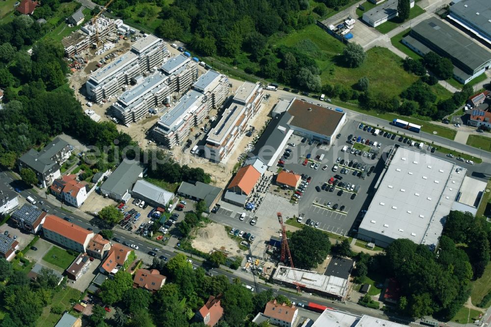 Aerial image Berlin - Construction site to build a new multi-family residential complex An der Schule destrict Mahlsdorf in Berlin