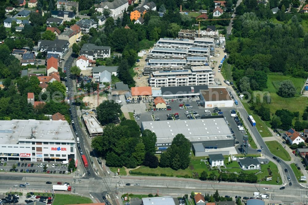 Berlin from above - Construction site to build a new multi-family residential complex An der Schule destrict Mahlsdorf in Berlin