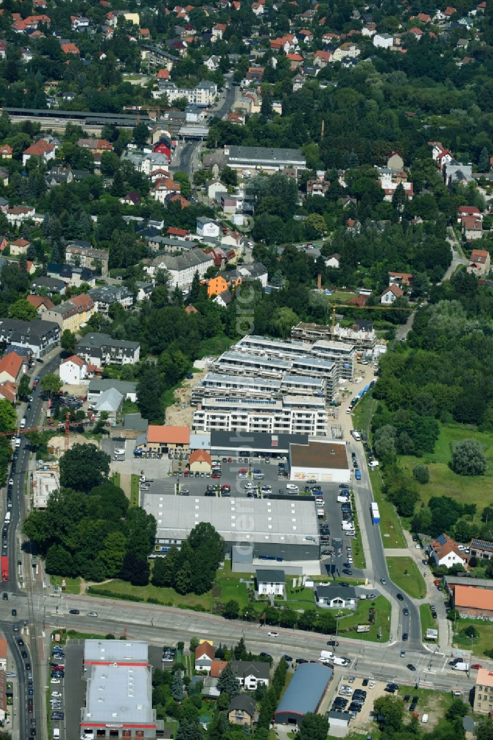 Aerial image Berlin - Construction site to build a new multi-family residential complex An der Schule destrict Mahlsdorf in Berlin