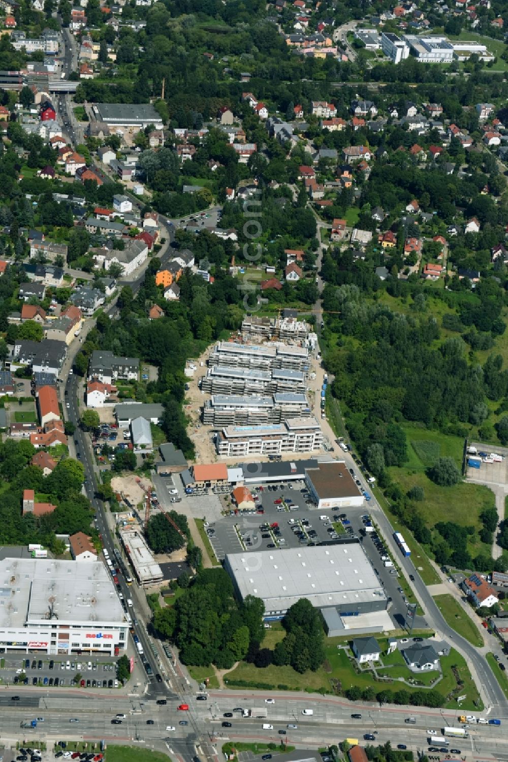 Aerial image Berlin - Construction site to build a new multi-family residential complex An der Schule destrict Mahlsdorf in Berlin