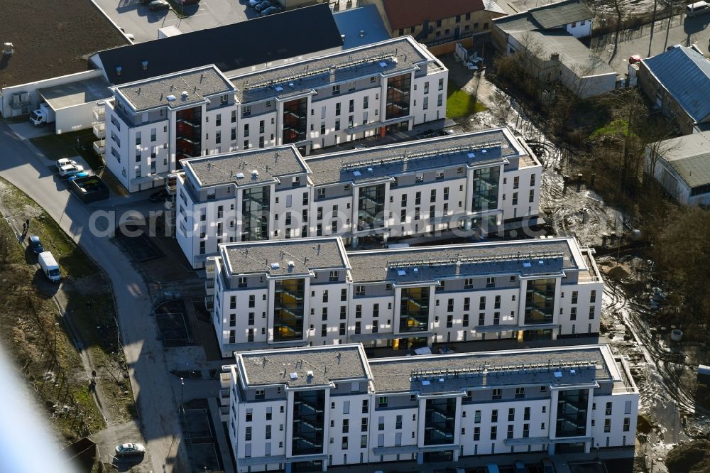 Aerial image Berlin - Construction site to build a new multi-family residential complex An der Schule destrict Mahlsdorf in Berlin