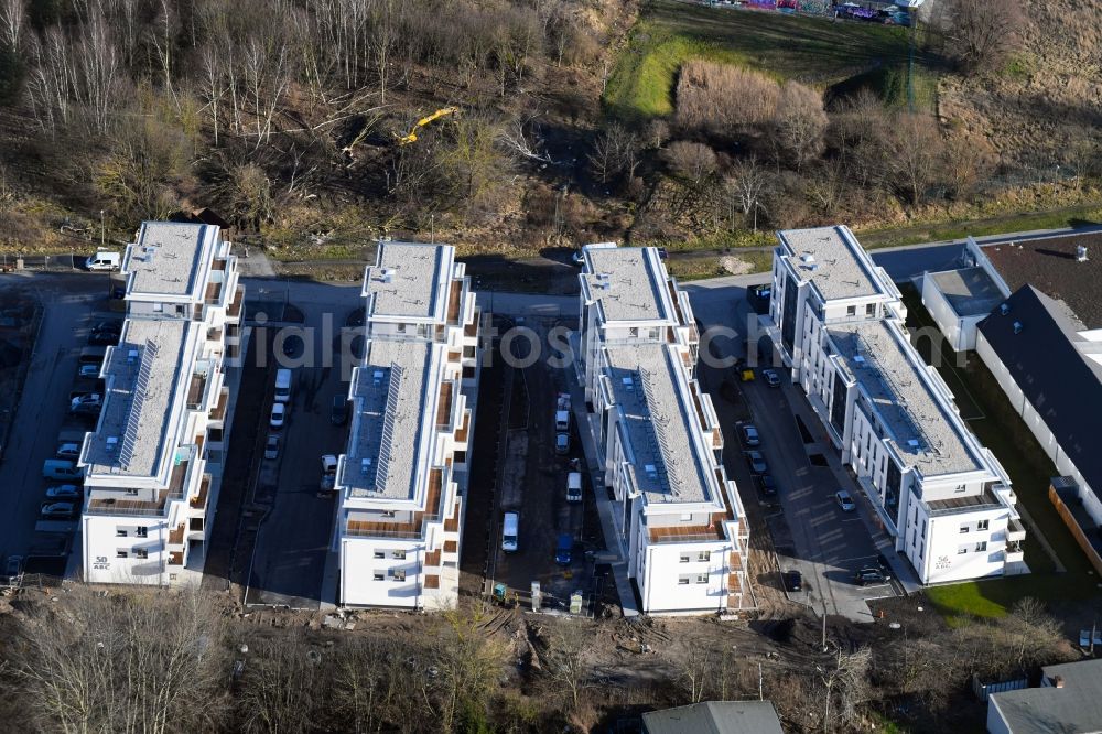 Aerial photograph Berlin - Construction site to build a new multi-family residential complex An der Schule destrict Mahlsdorf in Berlin