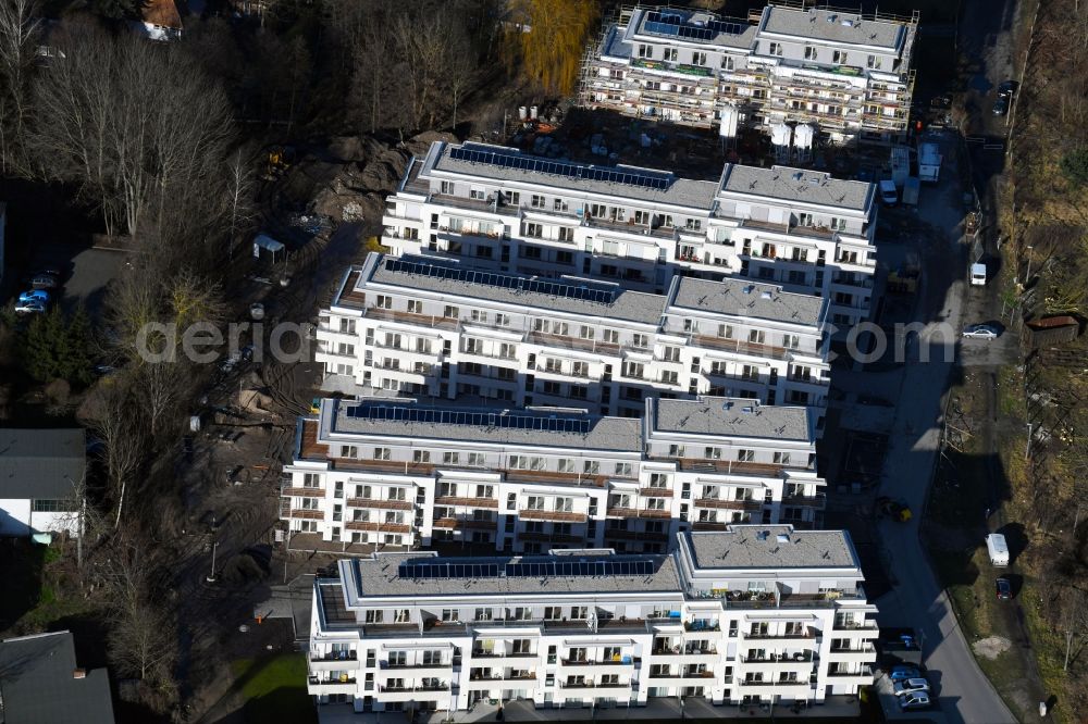 Aerial photograph Berlin - Construction site to build a new multi-family residential complex An der Schule destrict Mahlsdorf in Berlin