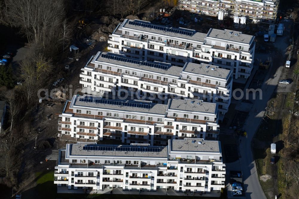 Berlin from above - Construction site to build a new multi-family residential complex An der Schule destrict Mahlsdorf in Berlin