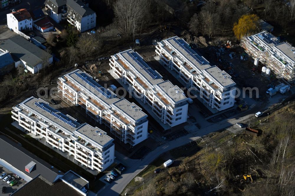 Aerial image Berlin - Construction site to build a new multi-family residential complex An der Schule destrict Mahlsdorf in Berlin