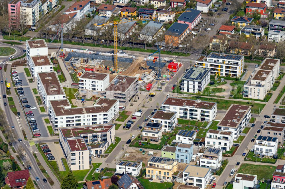 Offenburg from the bird's eye view: Construction site to build a new multi-family residential complex Im Seidenfaden in Offenburg in the state Baden-Wuerttemberg, Germany