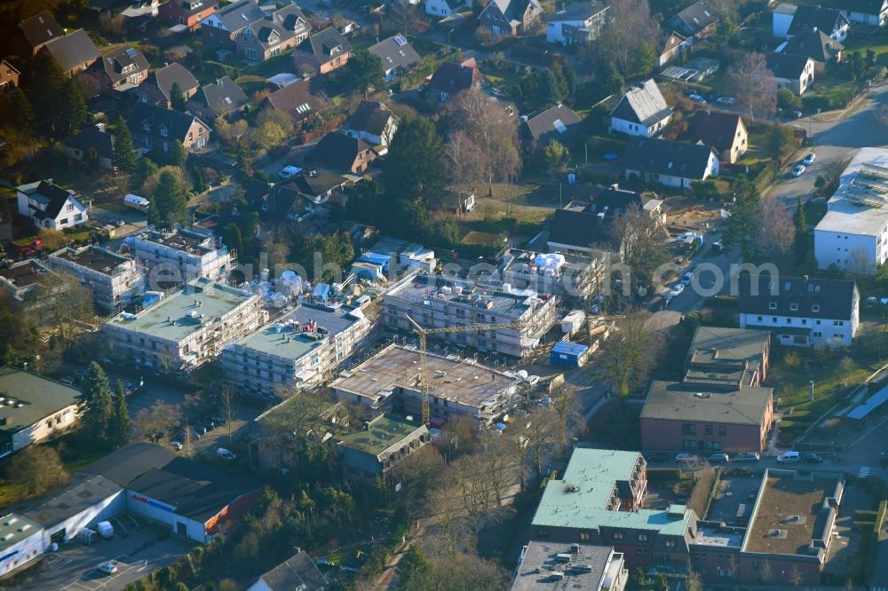 Aerial photograph Hamburg - Construction site to build a new multi-family residential complex Sellhops Gaerten between Sellhopsweg and Pfenningwiese in the district Schnelsen in Hamburg, Germany