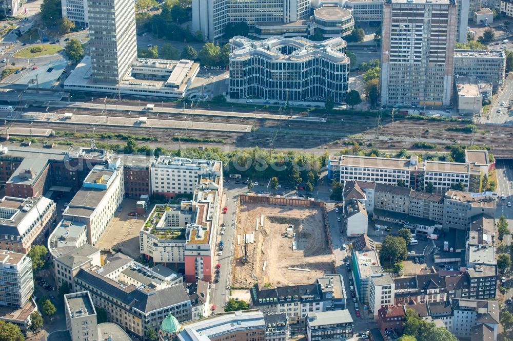 Essen from above - Construction site to build a new multi-family residential complex Selmastrasse - Henriettenstrasse - Hachestrasse in Essen in the state North Rhine-Westphalia