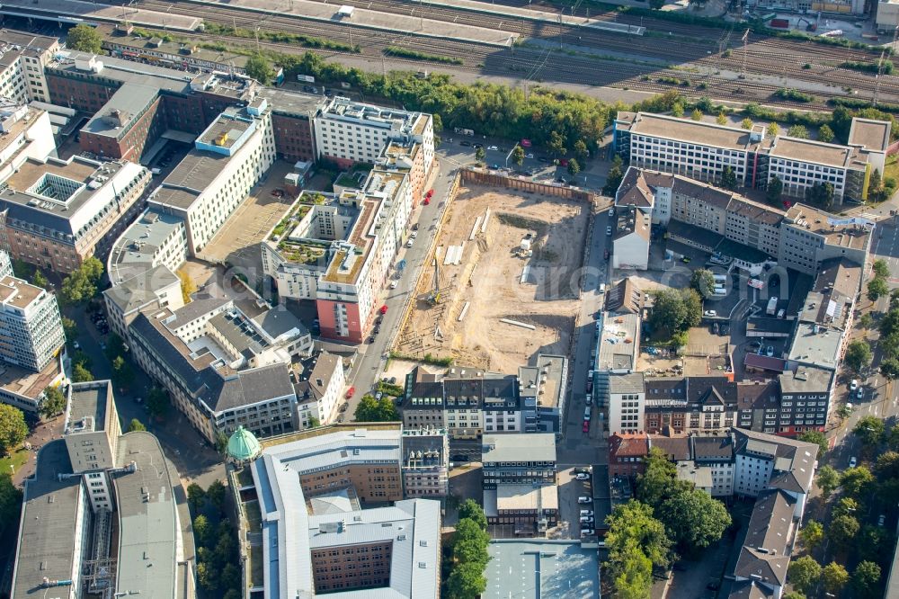 Aerial image Essen - Construction site to build a new multi-family residential complex Selmastrasse - Henriettenstrasse - Hachestrasse in Essen in the state North Rhine-Westphalia