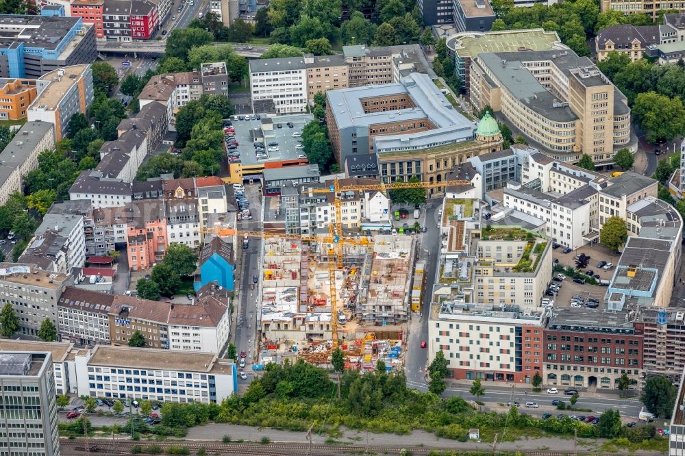 Aerial photograph Essen - Construction site to build a new multi-family residential complex Selmastrasse - Henriettenstrasse - Hachestrasse in Essen in the state North Rhine-Westphalia