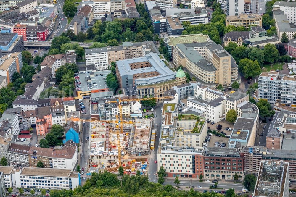 Essen from above - Construction site to build a new multi-family residential complex Selmastrasse - Henriettenstrasse - Hachestrasse in Essen in the state North Rhine-Westphalia