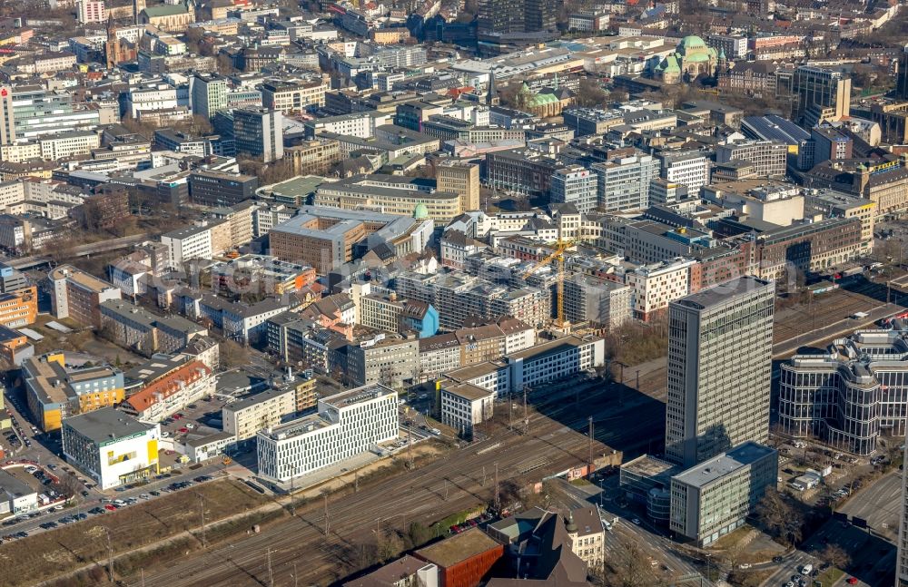 Aerial image Essen - Construction site to build a new multi-family residential complex Selmastrasse - Henriettenstrasse - Hachestrasse in Essen in the state North Rhine-Westphalia