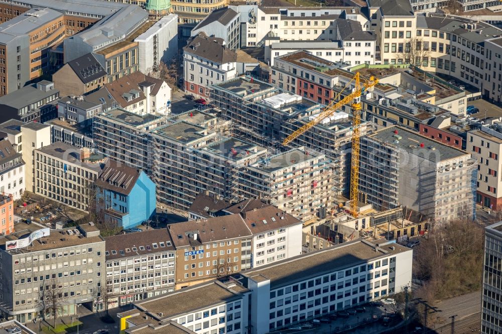 Aerial photograph Essen - Construction site to build a new multi-family residential complex Selmastrasse - Henriettenstrasse - Hachestrasse in Essen in the state North Rhine-Westphalia