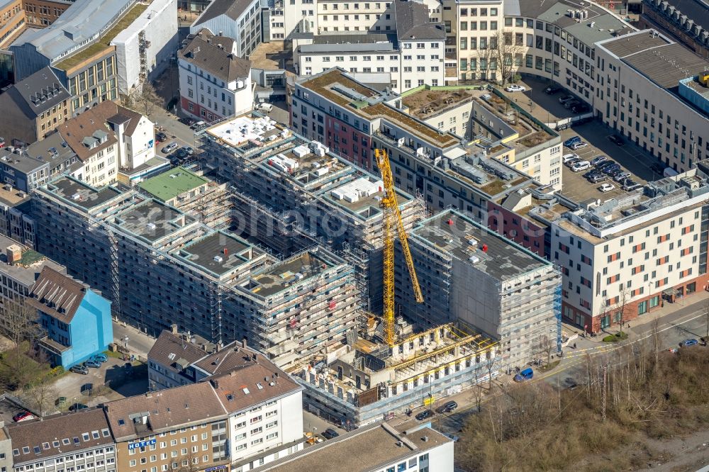 Aerial photograph Essen - Construction site to build a new multi-family residential complex Selmastrasse - Henriettenstrasse - Hachestrasse in Essen in the state North Rhine-Westphalia