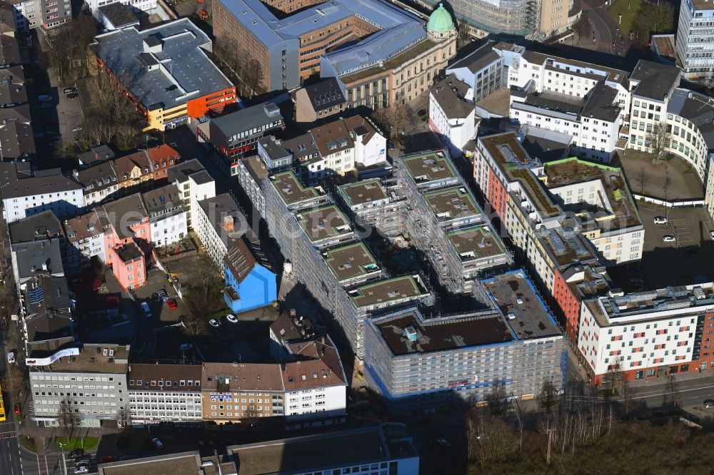 Aerial image Essen - Construction site to build a new multi-family residential complex Selmastrasse - Henriettenstrasse - Hachestrasse in Essen in the state North Rhine-Westphalia