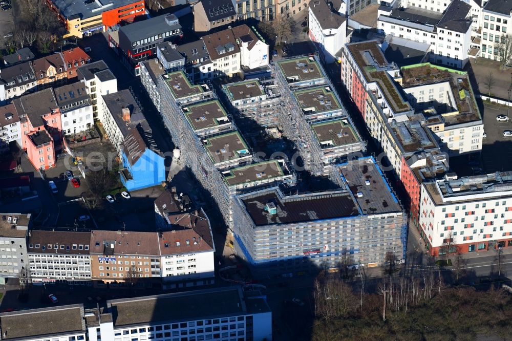 Essen from above - Construction site to build a new multi-family residential complex Selmastrasse - Henriettenstrasse - Hachestrasse in Essen in the state North Rhine-Westphalia