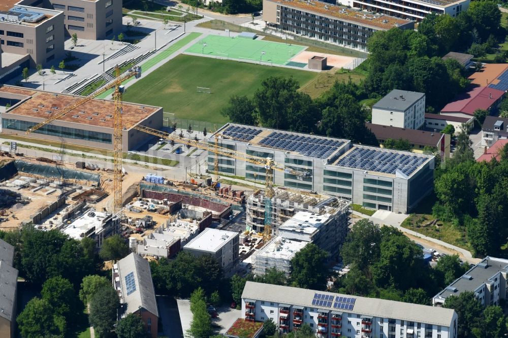 Aerial photograph Regensburg - Construction site to build a new multi-family residential complex of Stadtbau-GmbH on Lore-Kullmer-Strasse in Regensburg in the state Bavaria, Germany