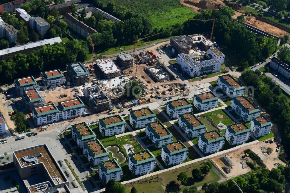 Regensburg from above - Construction site to build a new multi-family residential complex of Stadtbau-GmbH on Lore-Kullmer-Strasse in Regensburg in the state Bavaria, Germany