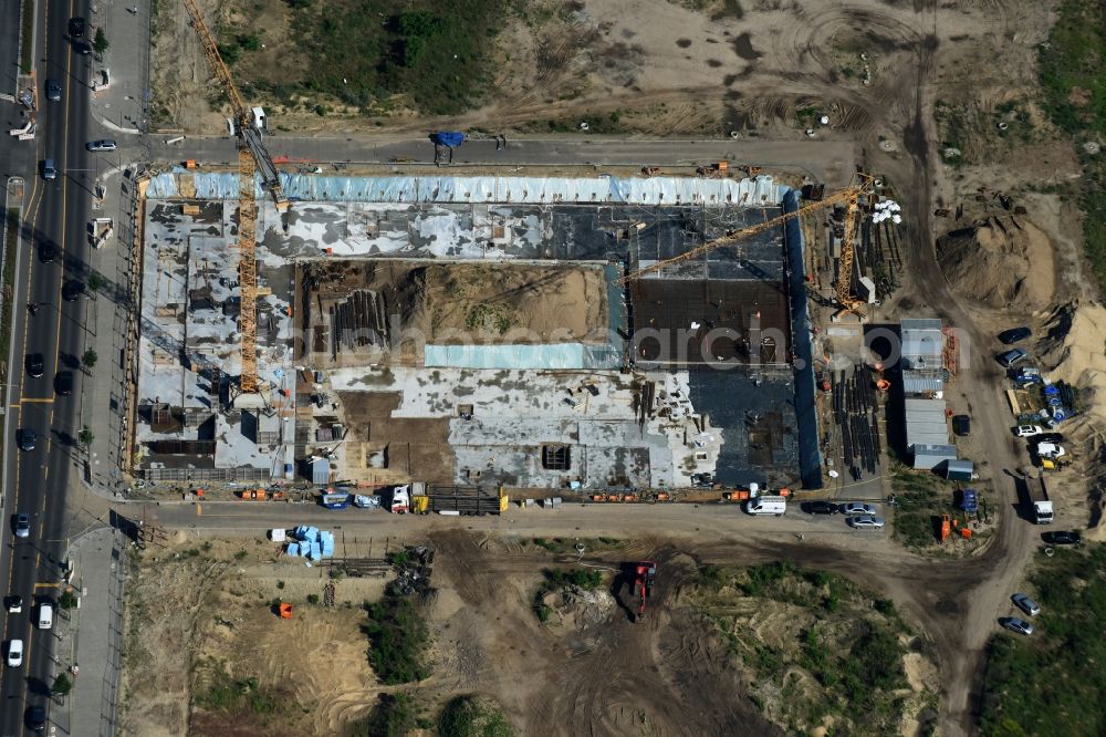 Aerial image Berlin - Construction site to build a new multi-family residential complex Stadthafenquartier on Heidestrasse in aerea Europacity in Berlin. Construction company is the Richard Ditting GmbH & Co. KG