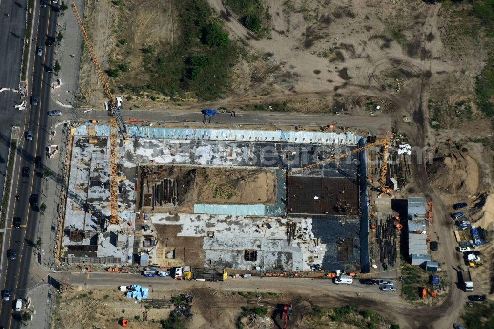 Aerial photograph Berlin - Construction site to build a new multi-family residential complex Stadthafenquartier on Heidestrasse in aerea Europacity in Berlin. Construction company is the Richard Ditting GmbH & Co. KG