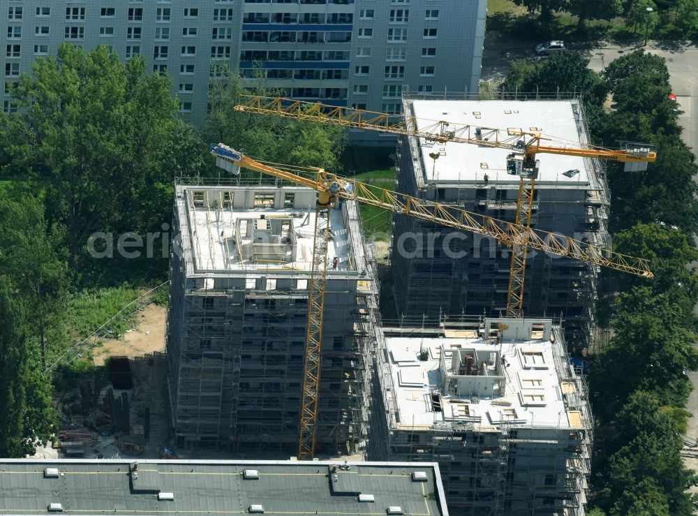 Aerial photograph Berlin - Construction site to build a new multi-family residential complex townhouses Dolgenseestrasse of housing association HOWOGE in the district Lichtenberg in Berlin, Germany