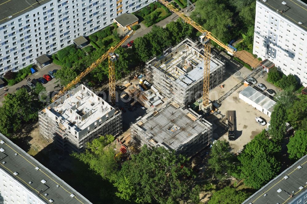 Aerial image Berlin - Construction site to build a new multi-family residential complex townhouses Dolgenseestrasse of housing association HOWOGE in the district Lichtenberg in Berlin, Germany