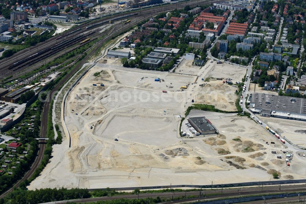 Aerial image München - Construction site to build a new multi-family residential complex Stadtquartier Paul-Gerhardt-Allee - Berduxstrasse - Hildachstrasse in the district Pasing-Obermenzing in Munich in the state Bavaria, Germany