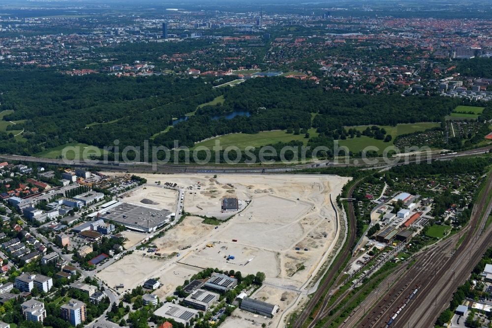 Aerial image München - Construction site to build a new multi-family residential complex Stadtquartier Paul-Gerhardt-Allee - Berduxstrasse - Hildachstrasse in the district Pasing-Obermenzing in Munich in the state Bavaria, Germany