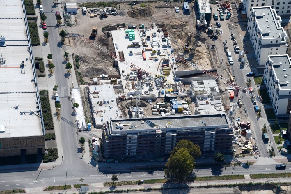 Aerial photograph Berlin - Construction site to build a new multi-family residential complex of Bonava Deutschland GmbH in of Weissenhoeher Strasse destrict Biedorf in Berlin, Germany