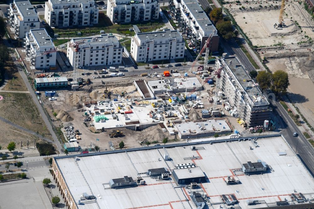 Aerial photograph Berlin - Construction site to build a new multi-family residential complex of Bonava Deutschland GmbH in of Weissenhoeher Strasse destrict Biedorf in Berlin, Germany