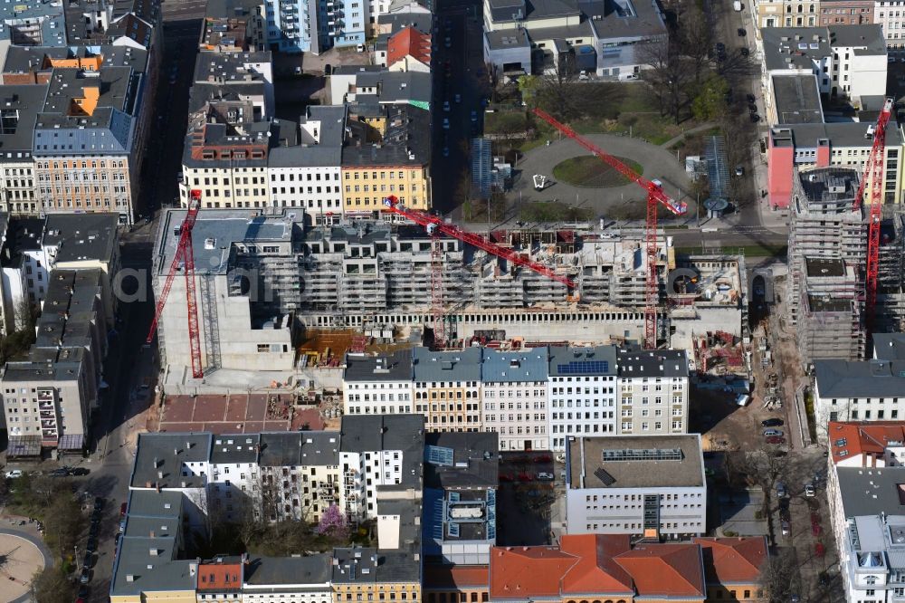 Aerial photograph Magdeburg - Construction site to build a new multi-family residential complex Breiter Weg - Danzstrasse in Magdeburg in the state Saxony-Anhalt, Germany