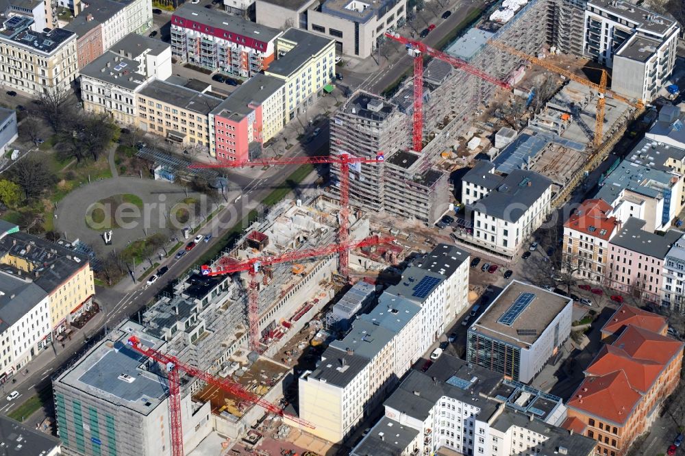 Aerial image Magdeburg - Construction site to build a new multi-family residential complex Breiter Weg - Danzstrasse in Magdeburg in the state Saxony-Anhalt, Germany