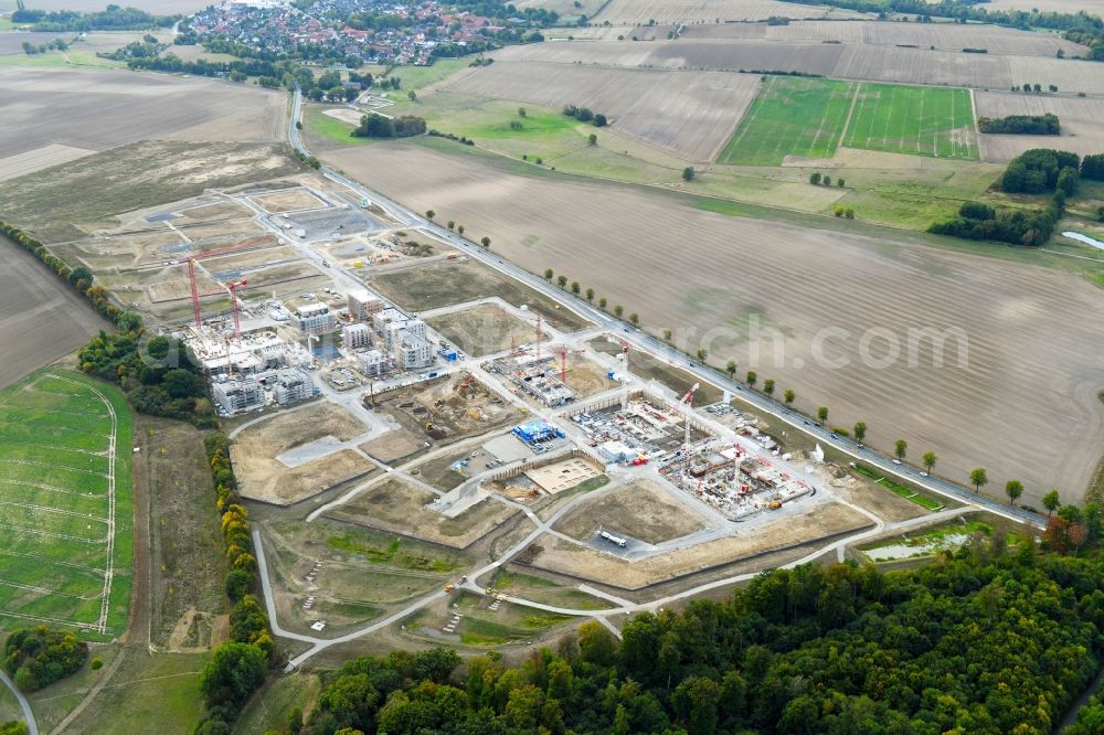 Aerial image Wolfsburg - Construction site to build a new multi-family residential complex Steimker Gaerten in Wolfsburg in the state Lower Saxony, Germany