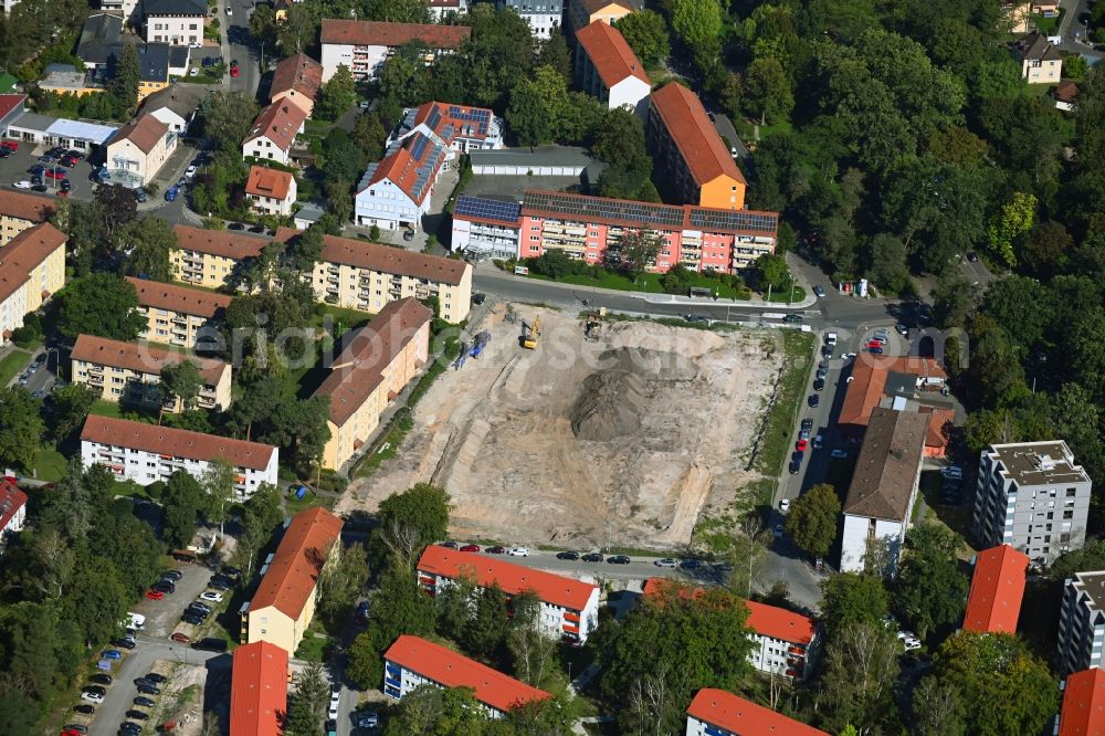 Aerial photograph Erlangen - Construction site to build a new multi-family residential complex on Stitzingstrasse in Erlangen in the state Bavaria, Germany