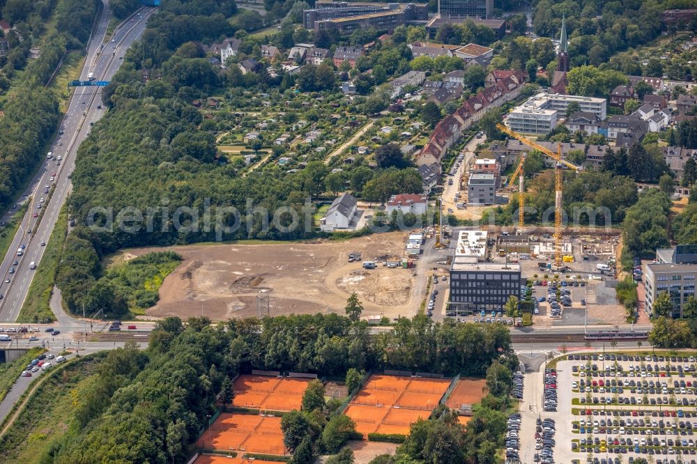 Aerial image Bochum - Construction site to build a new multi-family residential complex Seven Stones on Universitaetsstrasse in the district Wiemelhausen in Bochum in the state North Rhine-Westphalia, Germany