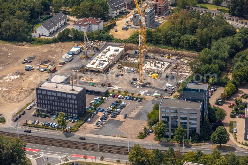 Bochum from above - Construction site to build a new multi-family residential complex Seven Stones on Universitaetsstrasse in the district Wiemelhausen in Bochum in the state North Rhine-Westphalia, Germany