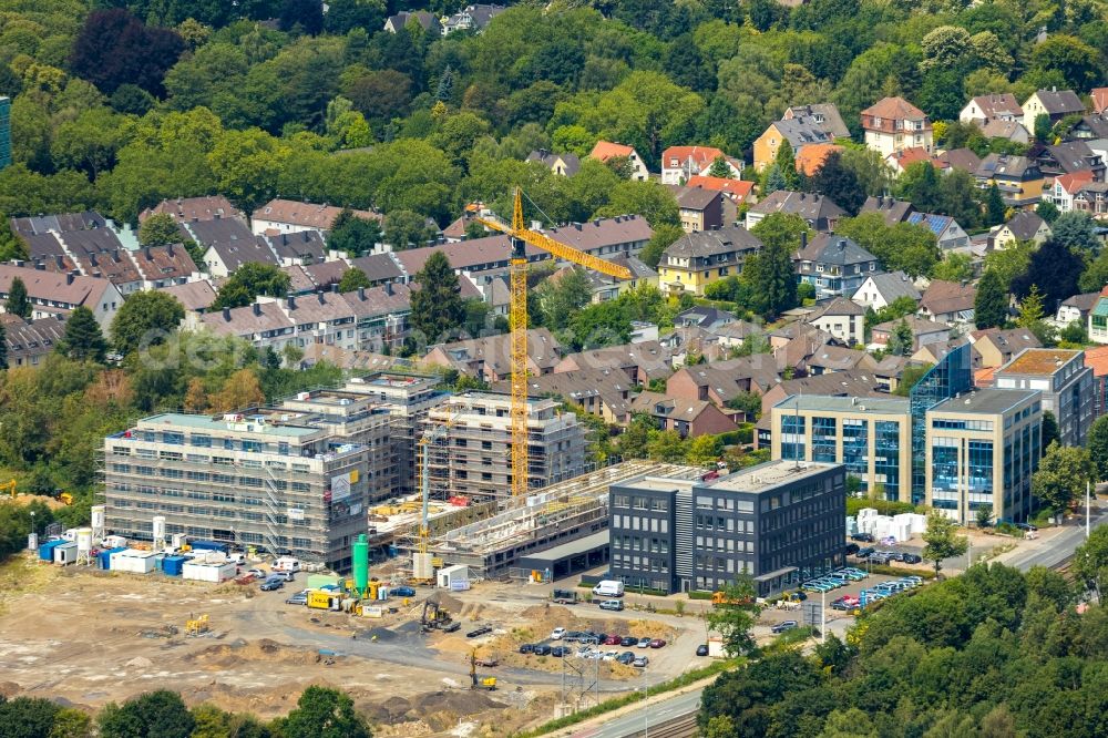 Aerial image Bochum - Construction site to build a new multi-family residential complex Seven Stones on Universitaetsstrasse in the district Wiemelhausen in Bochum in the state North Rhine-Westphalia, Germany