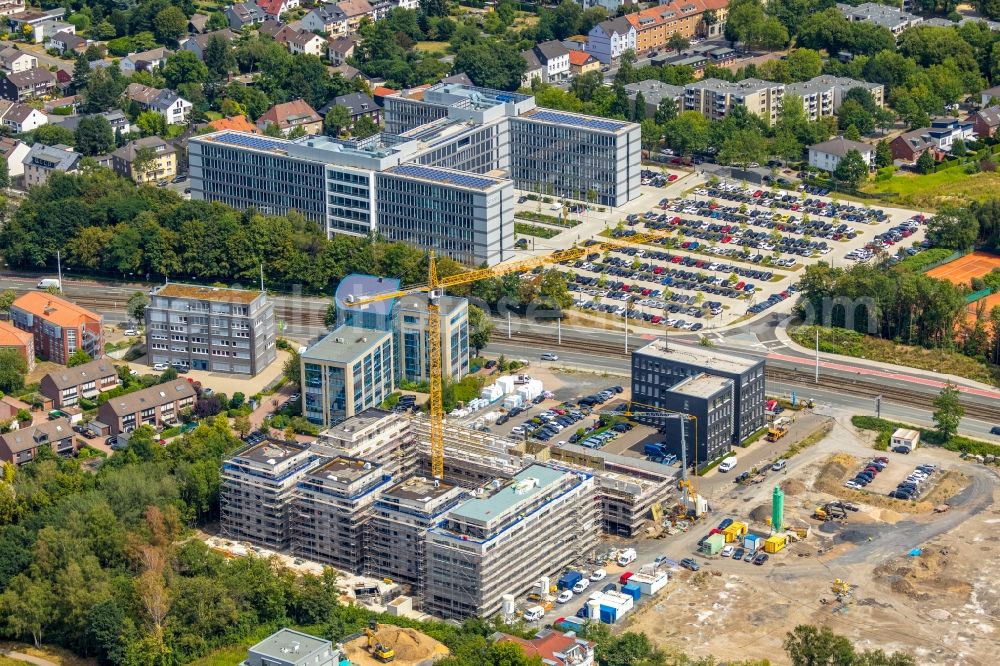 Aerial photograph Bochum - Construction site to build a new multi-family residential complex Seven Stones on Universitaetsstrasse in the district Wiemelhausen in Bochum in the state North Rhine-Westphalia, Germany