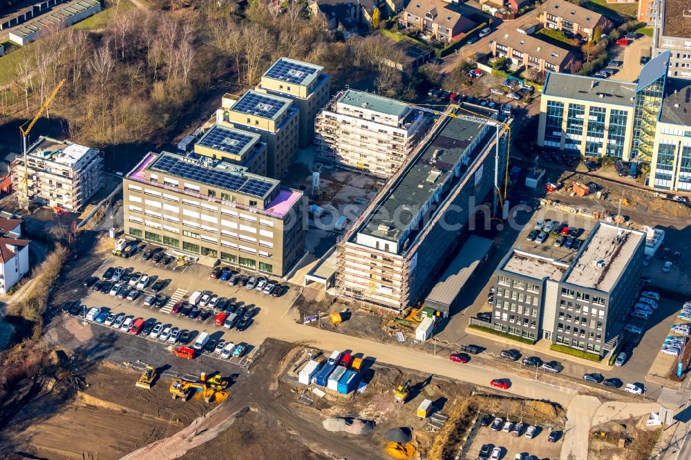 Bochum from above - Construction site to build a new multi-family residential complex Seven Stones on Universitaetsstrasse in the district Wiemelhausen in Bochum in the state North Rhine-Westphalia, Germany