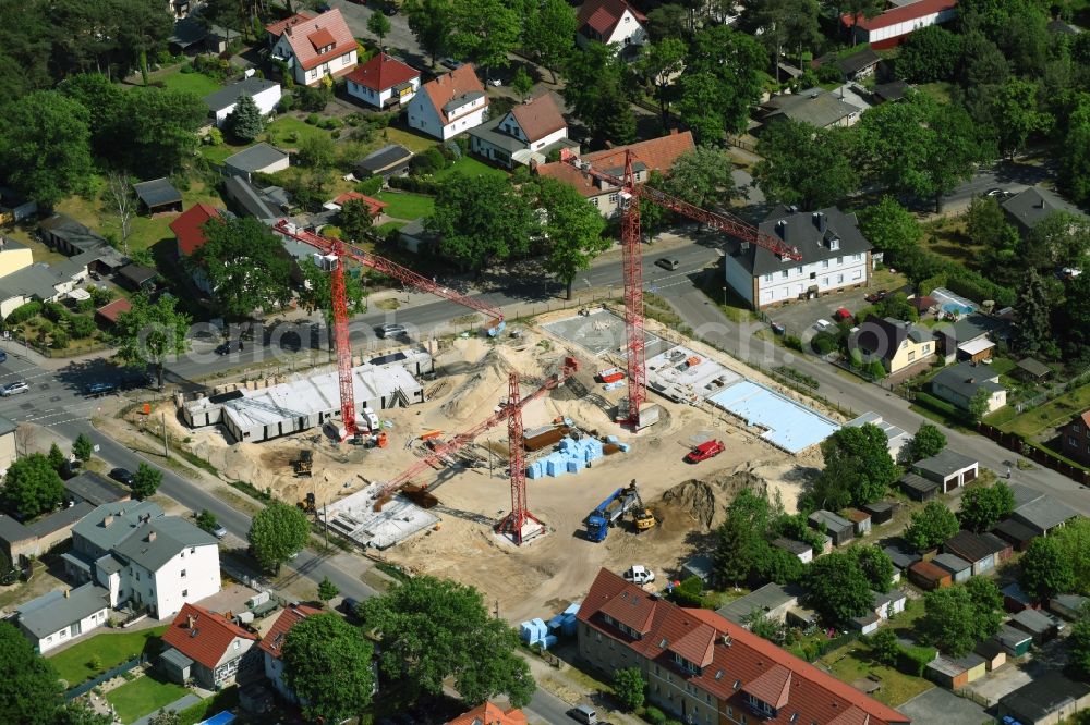 Aerial photograph Oranienburg - Construction site to build a new multi-family residential complex Strasse of Einheit corner Waldstrasse in Oranienburg in the state Brandenburg, Germany