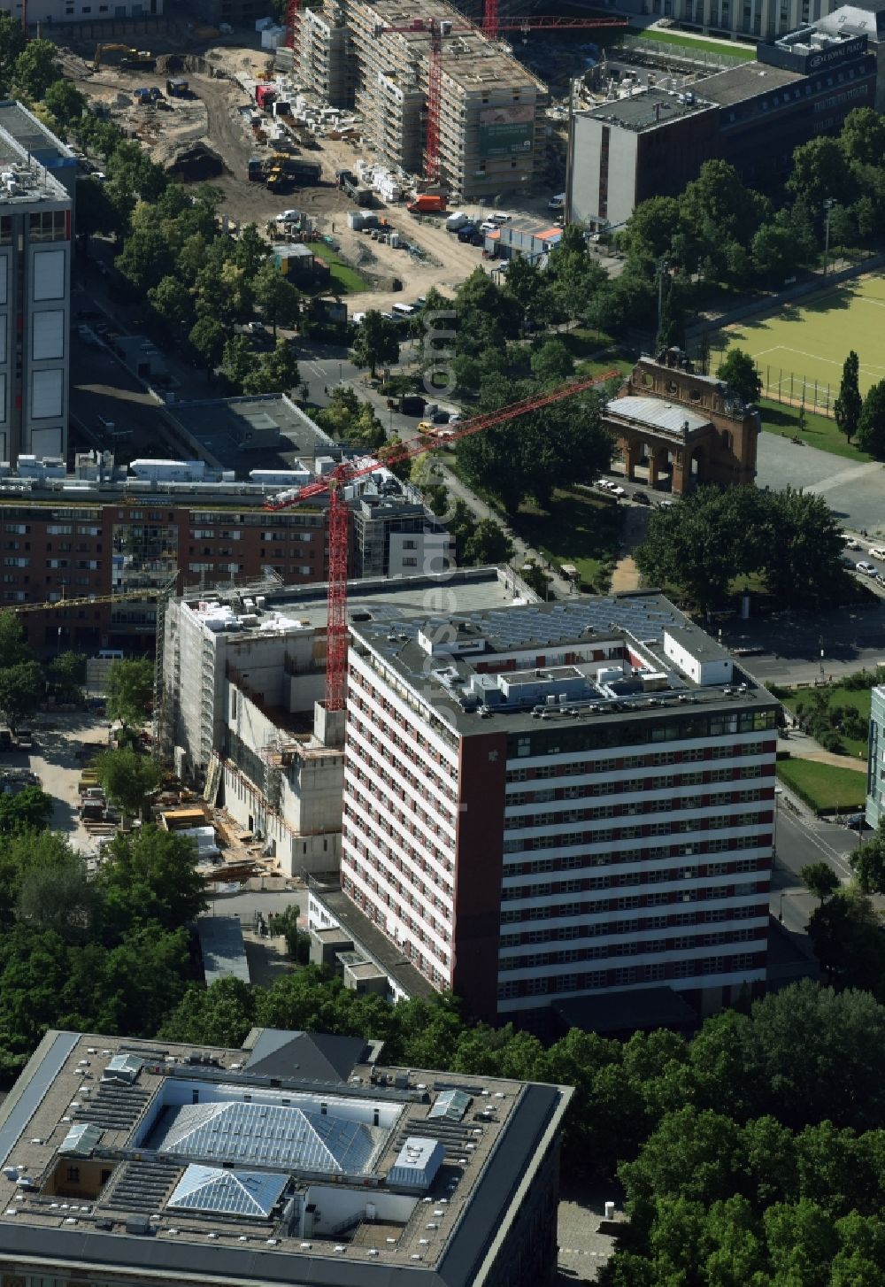 Aerial image Berlin - Construction site to build a new multi-family residential complex Stresemannstrasse Corner Anhalter Strasse of Kondor Wessels Wohnen Berlin GmbH and Reggeborgh Vastgoed B.V. in Berlin