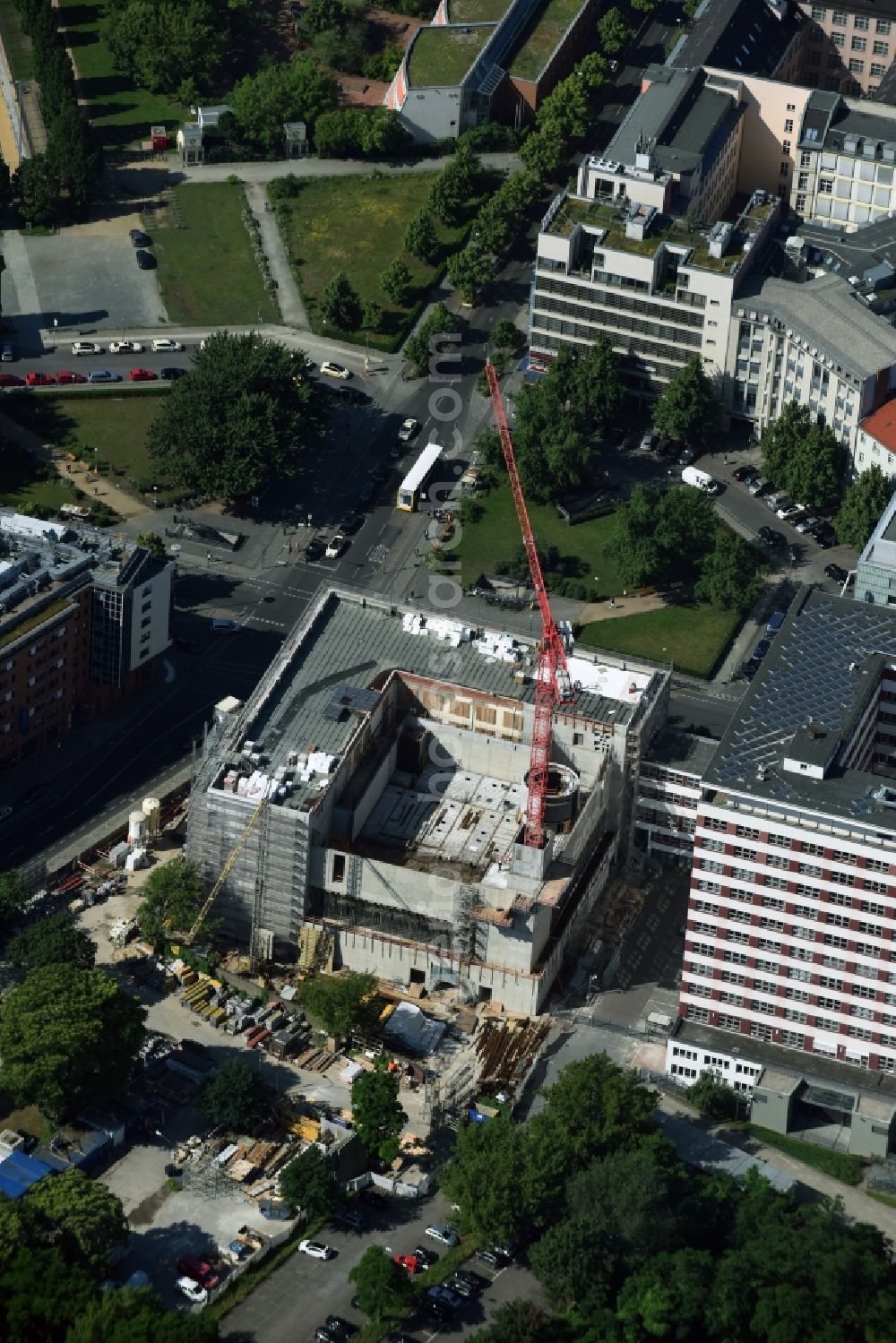 Aerial image Berlin - Construction site to build a new multi-family residential complex Stresemannstrasse Corner Anhalter Strasse of Kondor Wessels Wohnen Berlin GmbH and Reggeborgh Vastgoed B.V. in Berlin