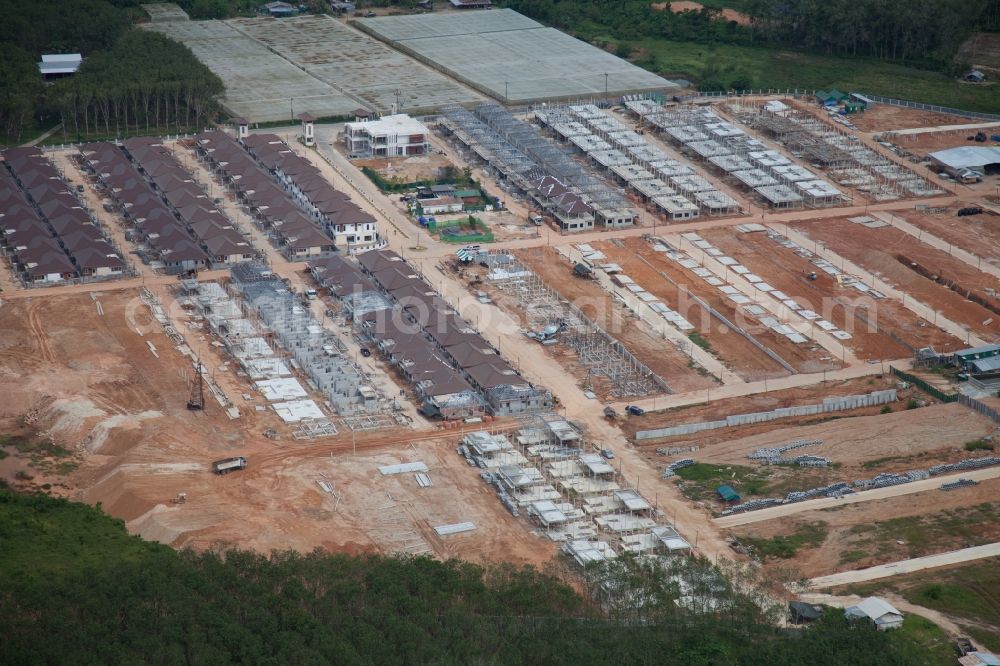 Tambon Kathu from the bird's eye view: Construction site to build a new multi-family residential complex in Tambon Kathu in Chang Wat Phuket, Thailand