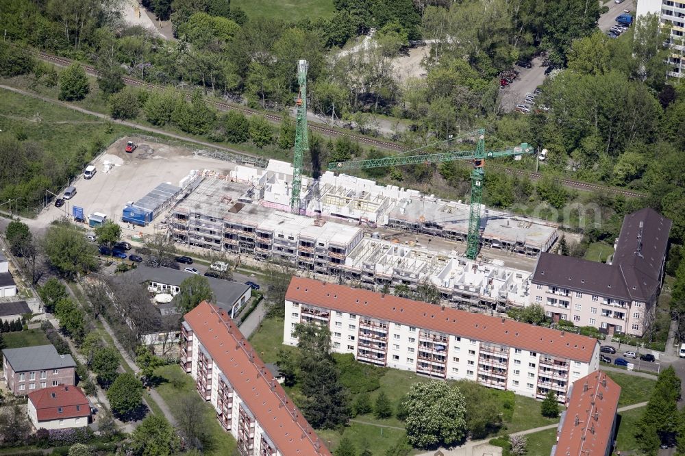 Berlin from above - Construction site of a new multi-family residential apartment estate on Tannhaeuserstrasse in the Wagner-quarter in the district of Lichtenberg in Berlin in Berlin, Germany